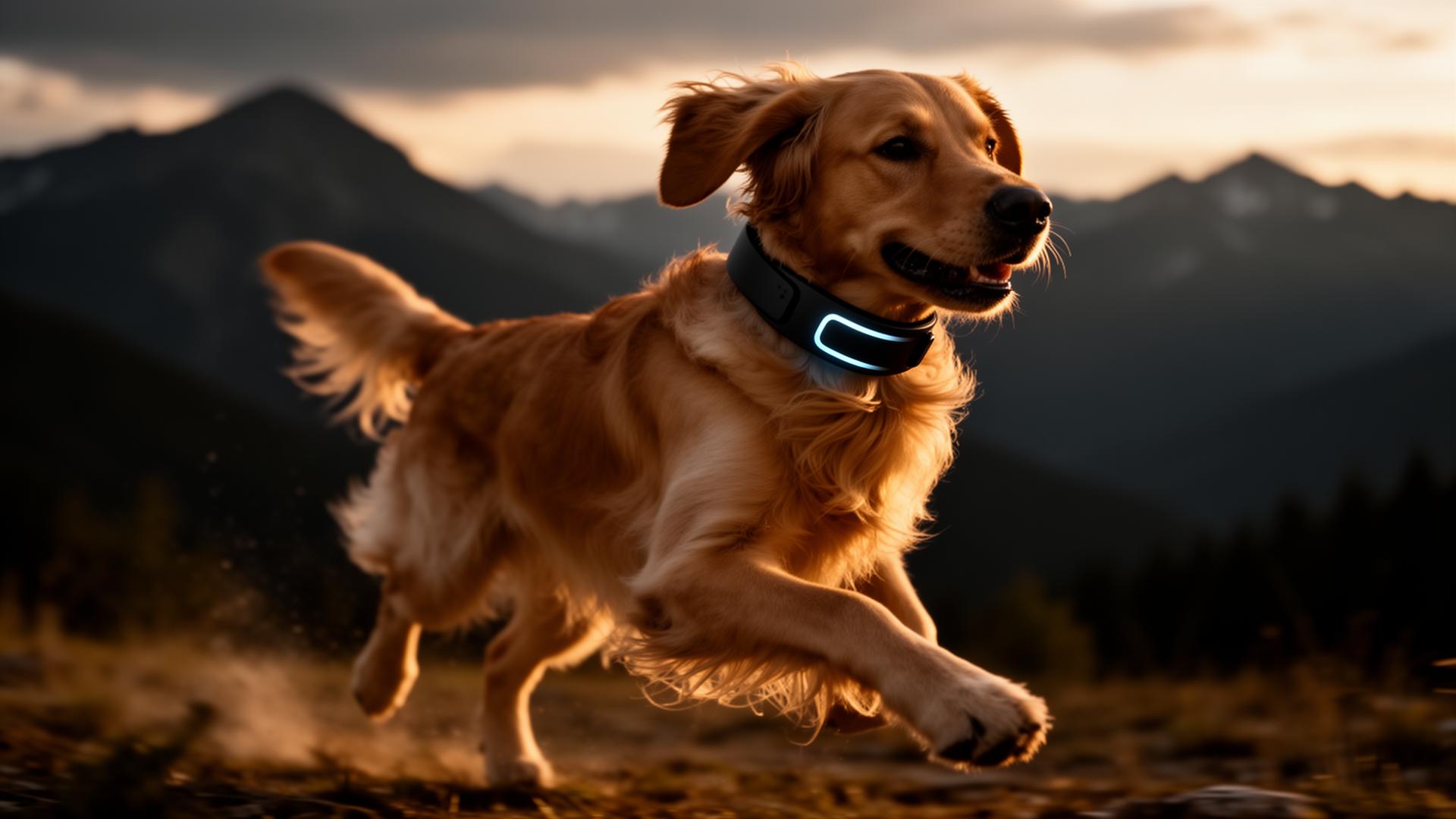 Active dog wearing the Pawsitive smart collar